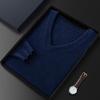 Men's V-Neck Cashmere Sweater - Long-Sleeved Business Knit for Autumn and Winter