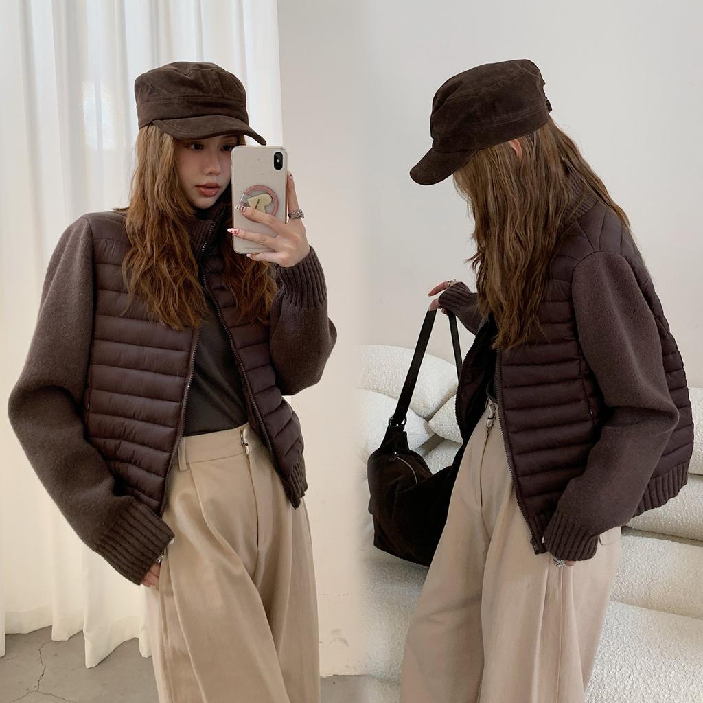 VEZFAA Moda feminina casual outono inverno cor sólida estampa manga comprida jaquetas e casacos casacos de plumas
