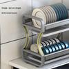 Starry Grey Double Layer Kitchen Dish Drying & Storage Rack