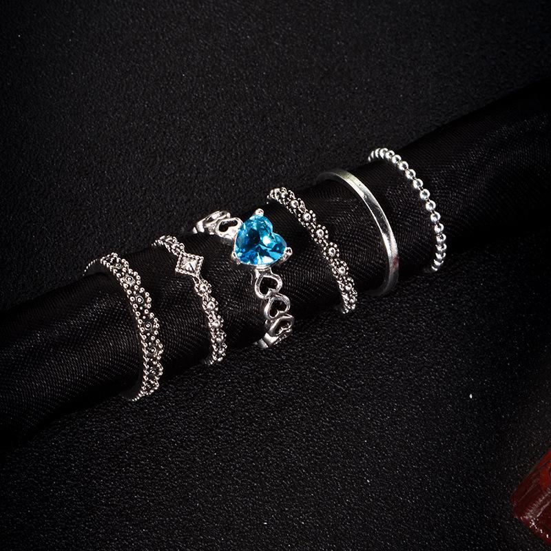 New Jewelry, Love Sapphire Ring Set 6-Piece Ring Set
