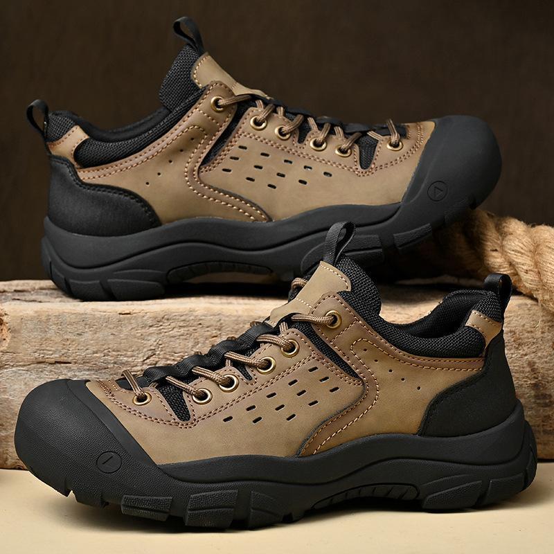 Outdoor hiking shoes men's breathable non-slip wear-resistant sports shoes men's first-layer cowhide professional mountain climbing hiking shoes