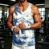 Men's Casual Hawaiian Print Outdoor Sports Tank Top Sleeveless Crew Neck Summer Beachwear Lightweight Breathable Fabric