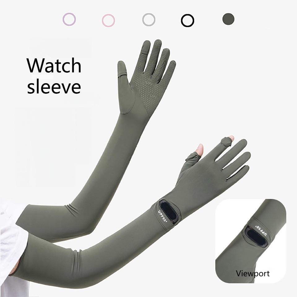 1Pair Ice Silk Sun Protection Sleeves Women Thin Cool UV Protection Arm Sleeves Summer Driving Cycling Men Women Unisex