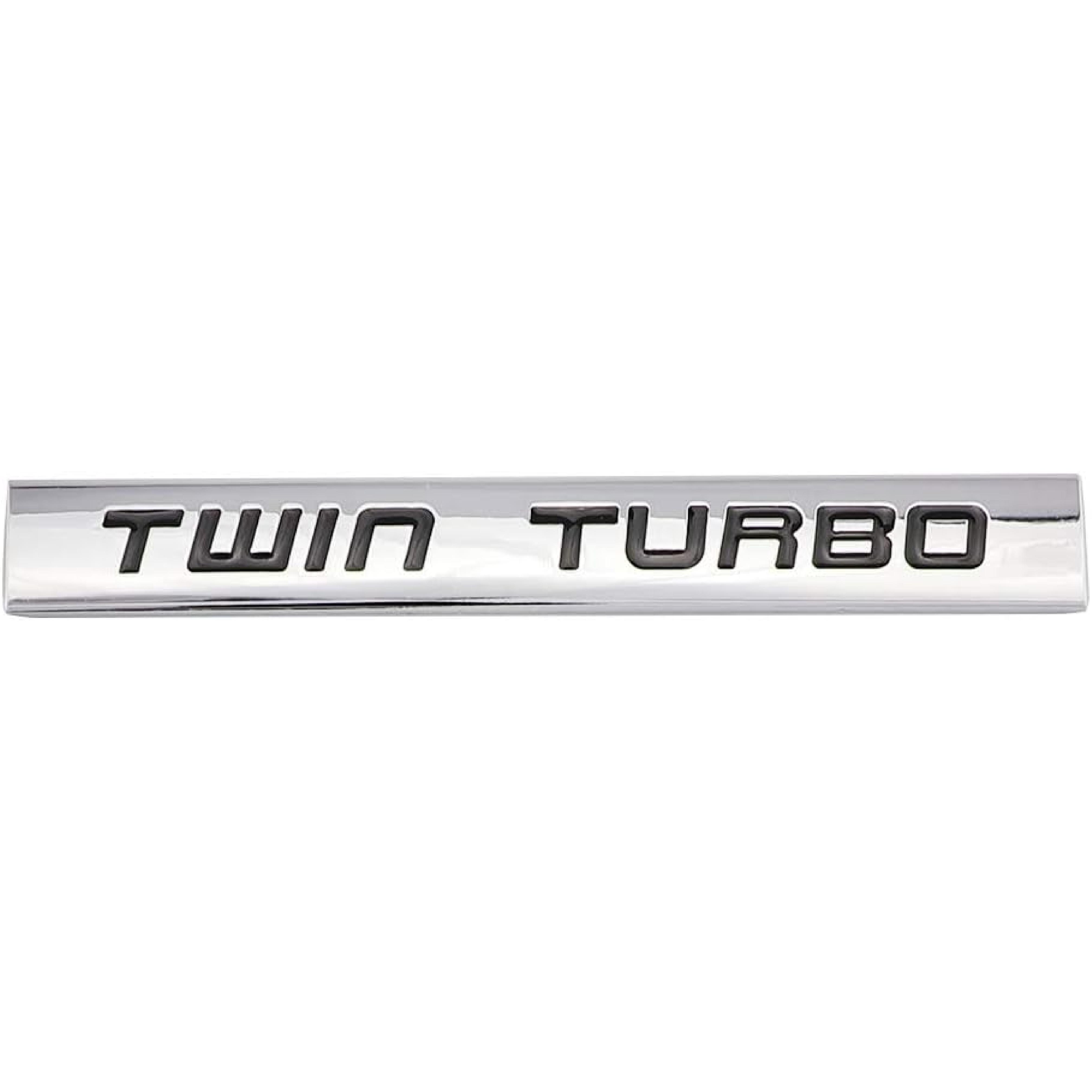 COMK 3D Twin Turbo Emblem Chrome Finish Metal Emblem Badge Fender Trunk Car Decal Sticke, Black