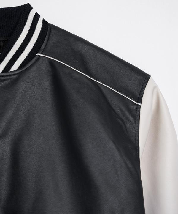 Veteze [Vegan Leather] Lined Varsity Jacket (Black)