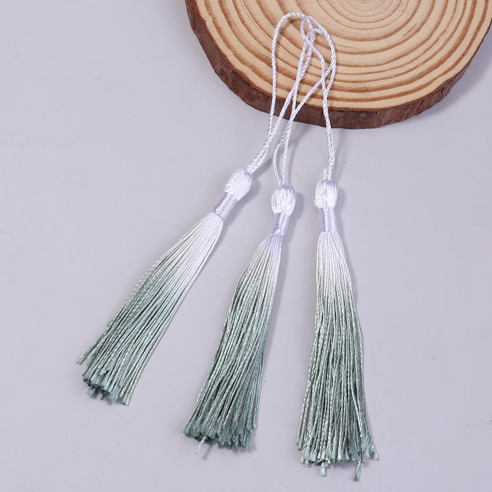 

10pcs 13cm Gradient Color Polyester Silk Tassels Bookmark Fringe Mini Tassels For DIY Crafts Jewelry Making Souvenir Decoration армия зеленый