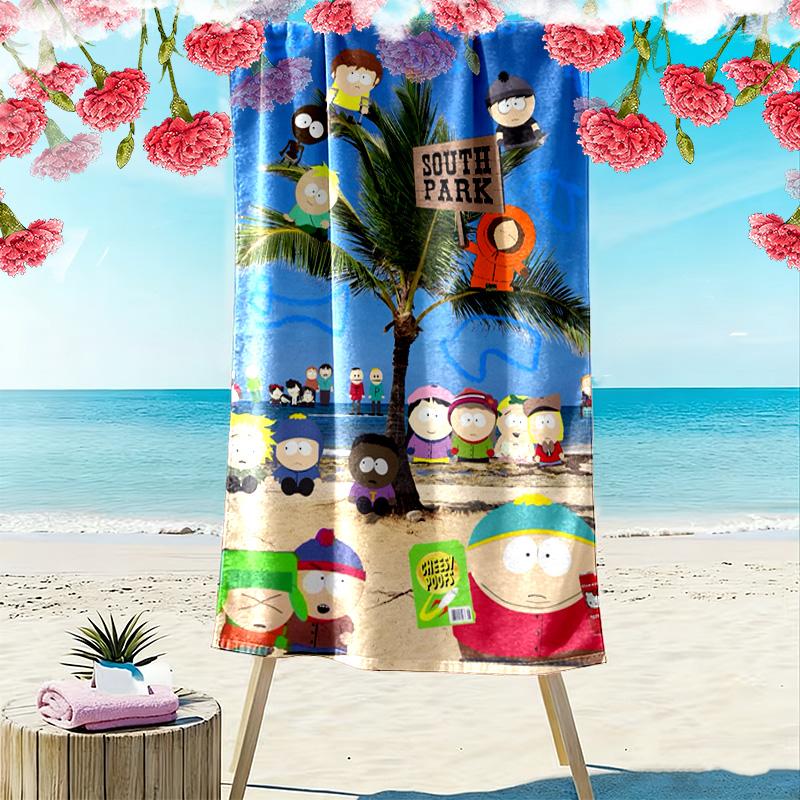 Cartoon Park South Print Beach Towel, Large Soft Quick Dry Towel for Beach Camping Swimming