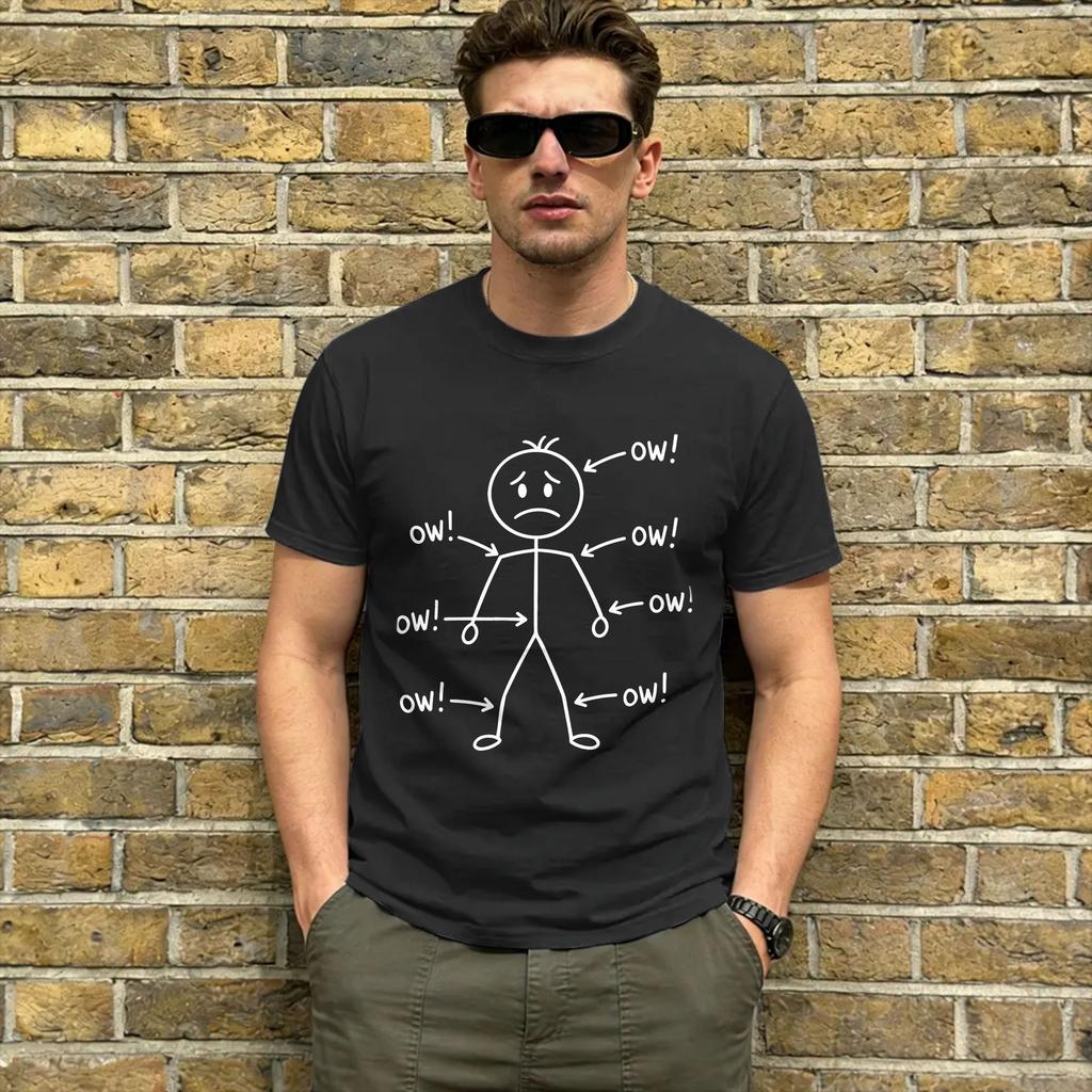 Funny Meme Ow Ow Ow T Shirts Unisex Cotton Crazy TShirts O Neck Tees Short Sleeve Tops Party