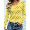 Women's Autumn and Winter 3D Color Striped Printed V-Neck Long Sleeve T-Shirt