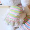 Puppy Summer Clothes Pet Outfit Lace Striped Dog Dress Cat Vest Chihuahua Bichon Yorkie Suspenders Skirt Cute Female Dog Tshirt