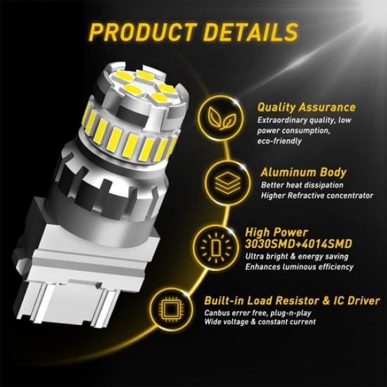 3157 3156 LED Reverse Backup Light Bulbs 6500K White 2400LM Super Bright