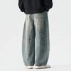 2026 Spring Men Black Denim Pants Men Vintage Elastic Waist Jeans Pants Male Hip Hop Wide Leg Pants Man Cotton Baggy Trousers