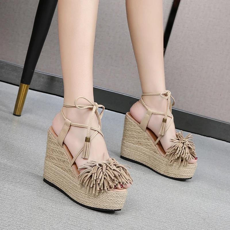Fashion Women Sandals 2024 Fashion maid Summer Sandals Leisure Platform Wedges Sandals dermi Wedges High Heels Shoes  platform shoes