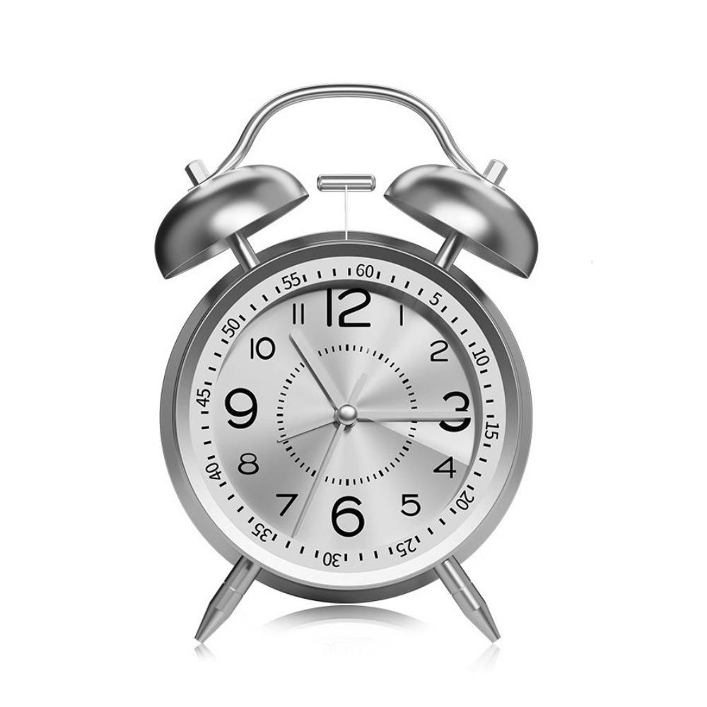 Metal Frame Bedroom Alarm Clock with Night Light Loud Alarm Clock Twin Bell Alarm Clock Desktop