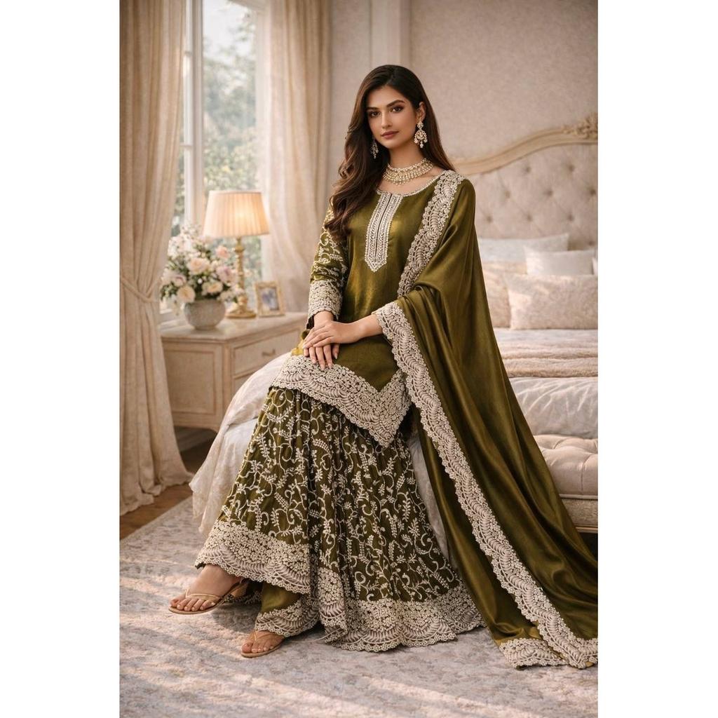 Indian Paksiatni Ethnic Salwar Kameez Bollywood Wedding Party Wear Sharara Suit