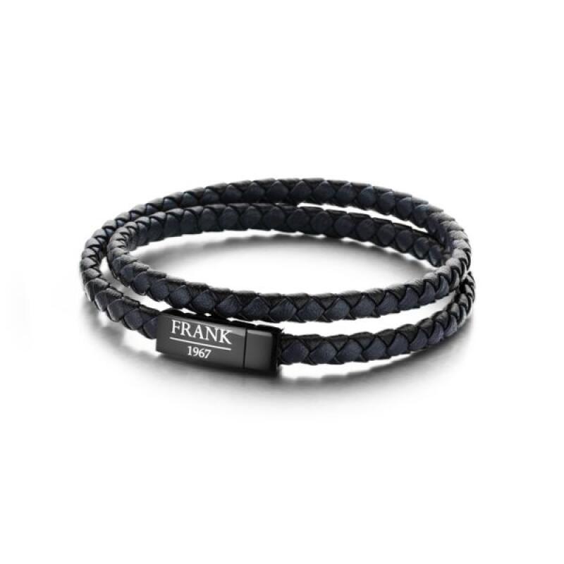 

[Frank 1967] Naples Leather Bracelet Navy 7FB-0154 L