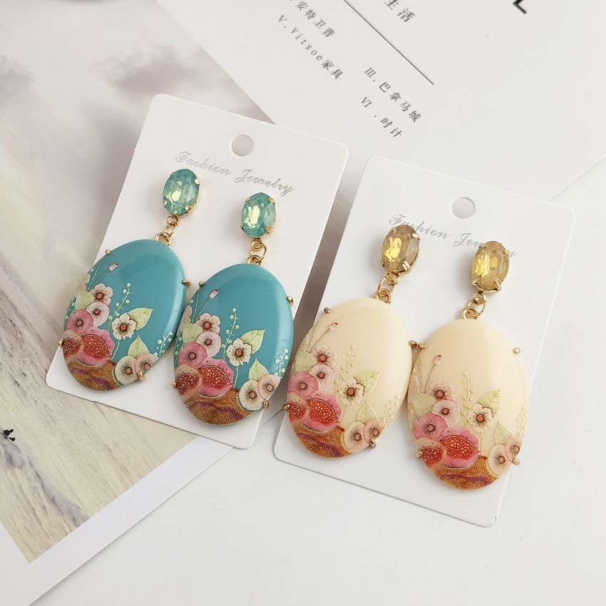 Suibian Retro Resin Printed European & American Earrings - Exquisite, Best-Selling Accessories