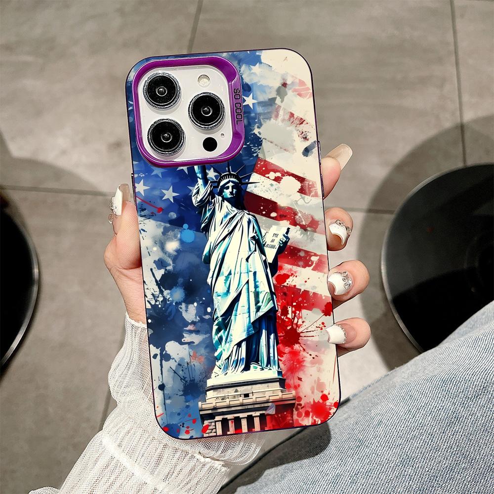 USA America Flag Purple Translucent Mobile Phone Case for iPhone 17 16 15 14 13 12 11 X XR XS Air Pro Max Plus Colorful Cover