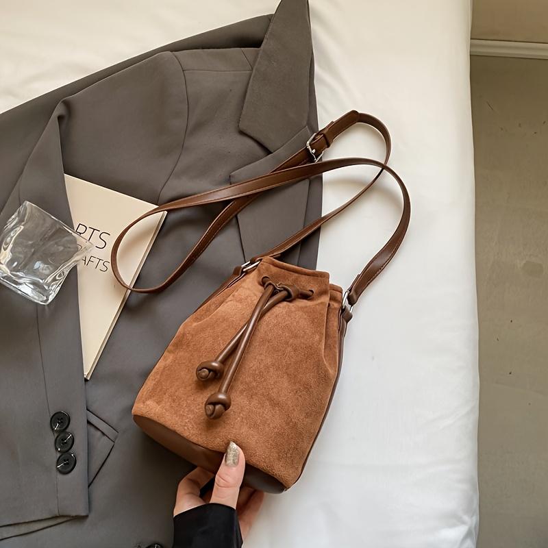 Borsa a secchiello da donna con coulisse borsa a tracolla retrò