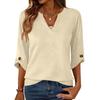 Womens 3/4 Length Sleeve Tunic Tops Casual V Neck Shirts Business Work Blouses