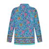 Women's Loose Floral Print Stand Collar Long Sleeve Cotton And Linen Top