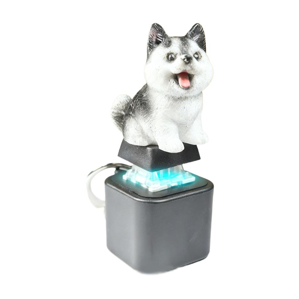 Lustiger Tier-Knopf-Sound-Schlüsselanhänger Katze/Hund/Eidechse/Schlange Stressabbau-Knopf-Spielzeug Schlüsselanhänger Hängendes Ornament Mit LED-Licht