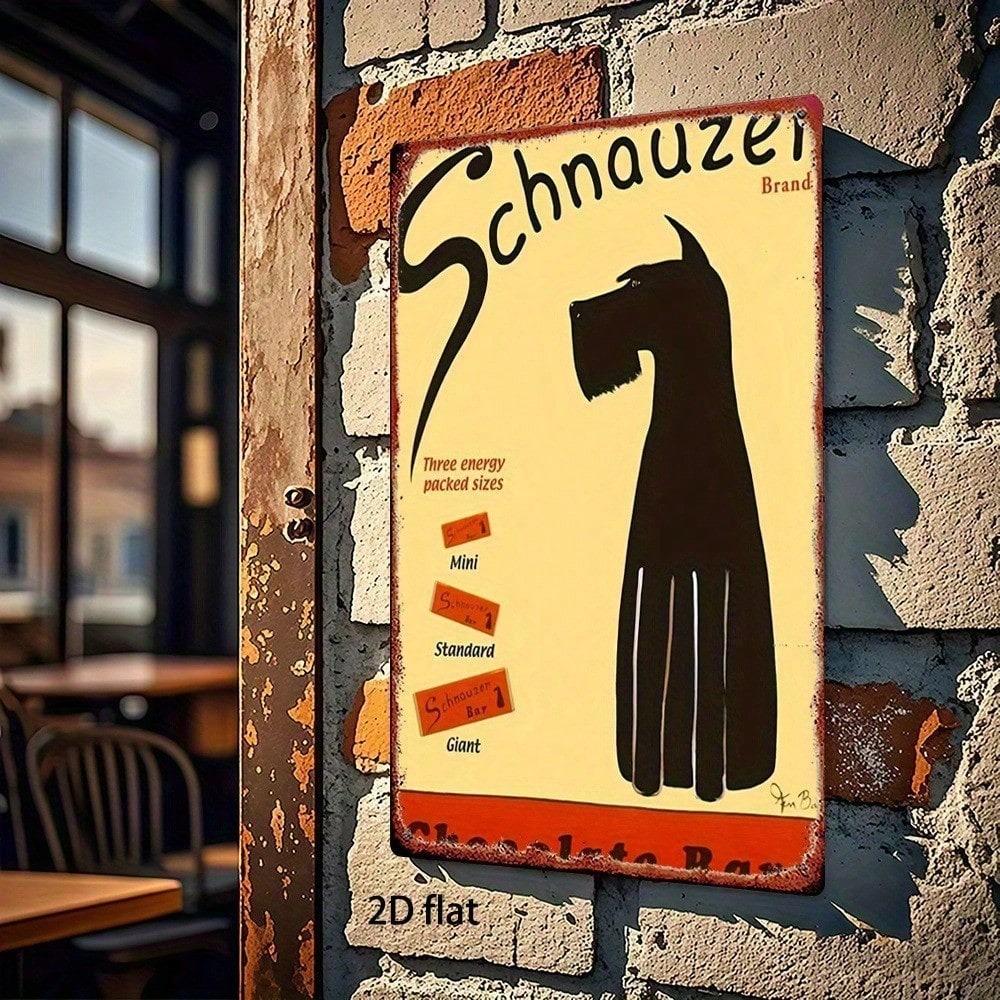 1PC Retro Schnauzer Chocolate Bar Metal Sign, 8x12 Vintage Tin Wall Art, Home Decor