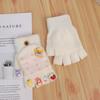 Children's gloves girl-year-old cartoon cute half-finger flip to keep warm knitted wool Nantong thickened to keep warm