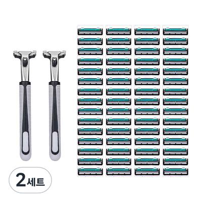 Basti 2-blade Simple Plus Disposable Razor 2p + Razor Blade 60p Set Gray, 2 Sets ,Korean Razor Blade