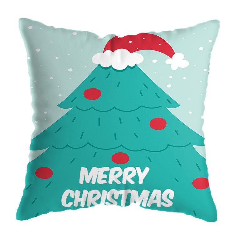 Cartoon Santa Claus Pattern Throw Pillow Cover With Short Plush Print Living Room Sofa Decoration Cushion Cover Pillow Covers