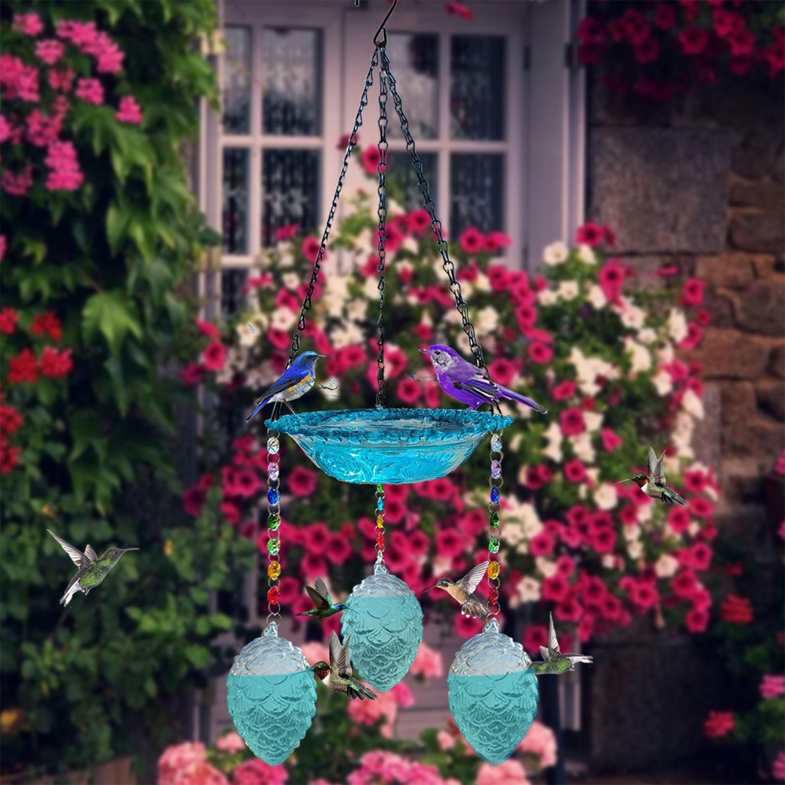 

Bird Bath With 3 Pots Glass Water Bowl Backyard Hummingbird Feeders Bath For Yard Pathway Patio Lawn Balcony Porch Deck Outdoor China Mainland