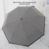 Automatic Three-Fold Houndstooth Umbrella with UV Protection