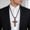 Handcrafted Wood And Stainless Steel Crucifix Pendant Necklace For Men And Boys Unique Design Natural Texture