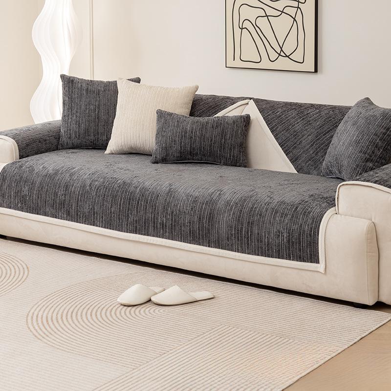 Chenille Sofa Cushion Four Seasons Universal Non-slip Cover Modern Light Luxury Cover Towel Thick Sofa Cover Solid Color Set