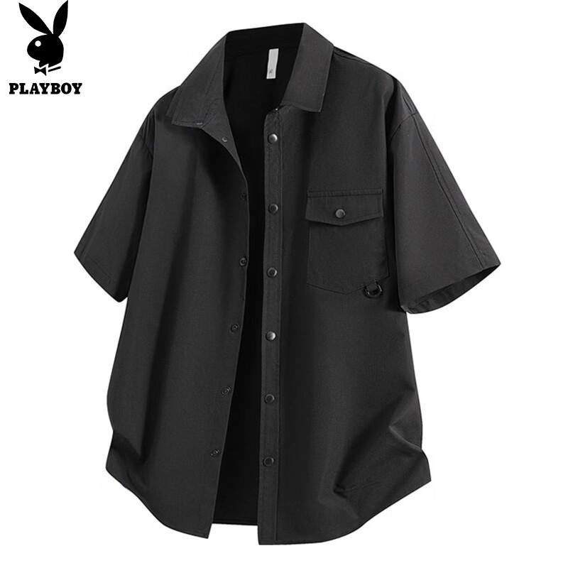 PLAYBOY Men s Ice Silk Short Sleeve Casual Work Shirt XL