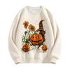 Vintage Oil Painting Pumpkin Sunflower Pullover Sweatshirt for Fall Winter