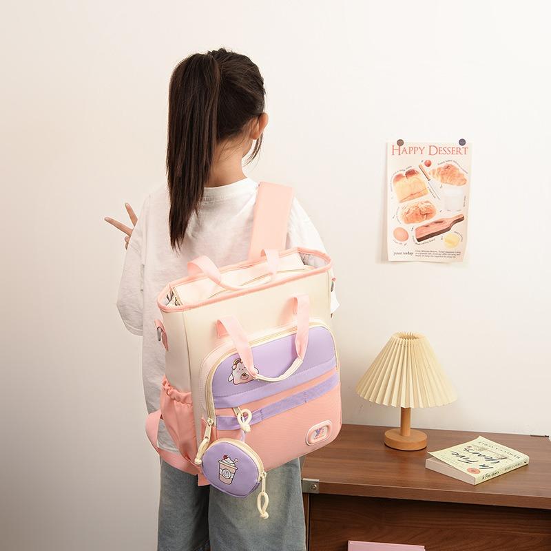 

New high-value, fresh and sweet contrasting color splicing backpack, grade 1-3 backpack for primary and secondary school students