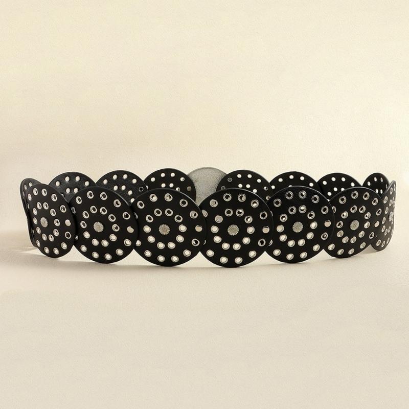 Adult Relief Round Buckle Waist Belt Adjustable Exaggerated Personality Waist Belt for Men Teenagers Coat Dress