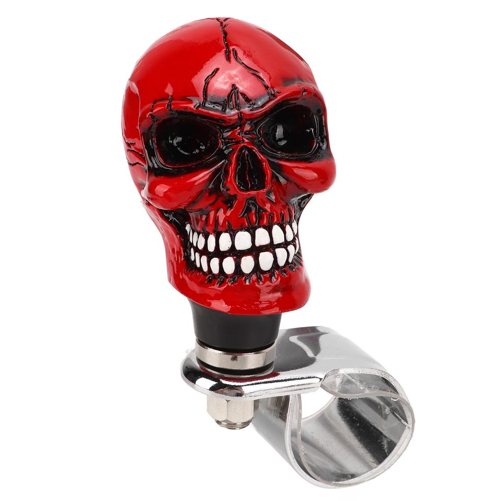 Skull Shape Steering Wheel Knob 3cm Diameter Resin Turn Knob Spinner Booster for Cars Trucks Tractors Boats Red