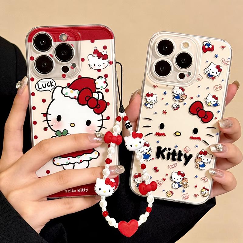 Hello Kitty Chain Transparent Case For Xiaomi Redmi Note 15 Pro 15C 5G 14C Note 14 13 12 Pro Plus 13C 12C A5 5G 4G INS Casing