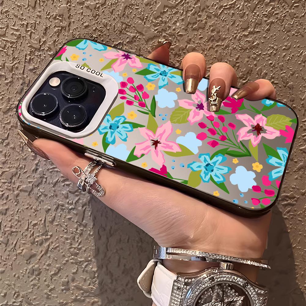 Garden Flowers Pattern Phone Phone Case For iPhone 17 16 15 14 13 12 11 Pro Max 16e 17e Plus Bumper Shockproof Hard Coque Cover