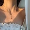 925 Round Bead Sparkling Diamond Double Ring Necklace with Tassel Design Fashion Collarbone Chain