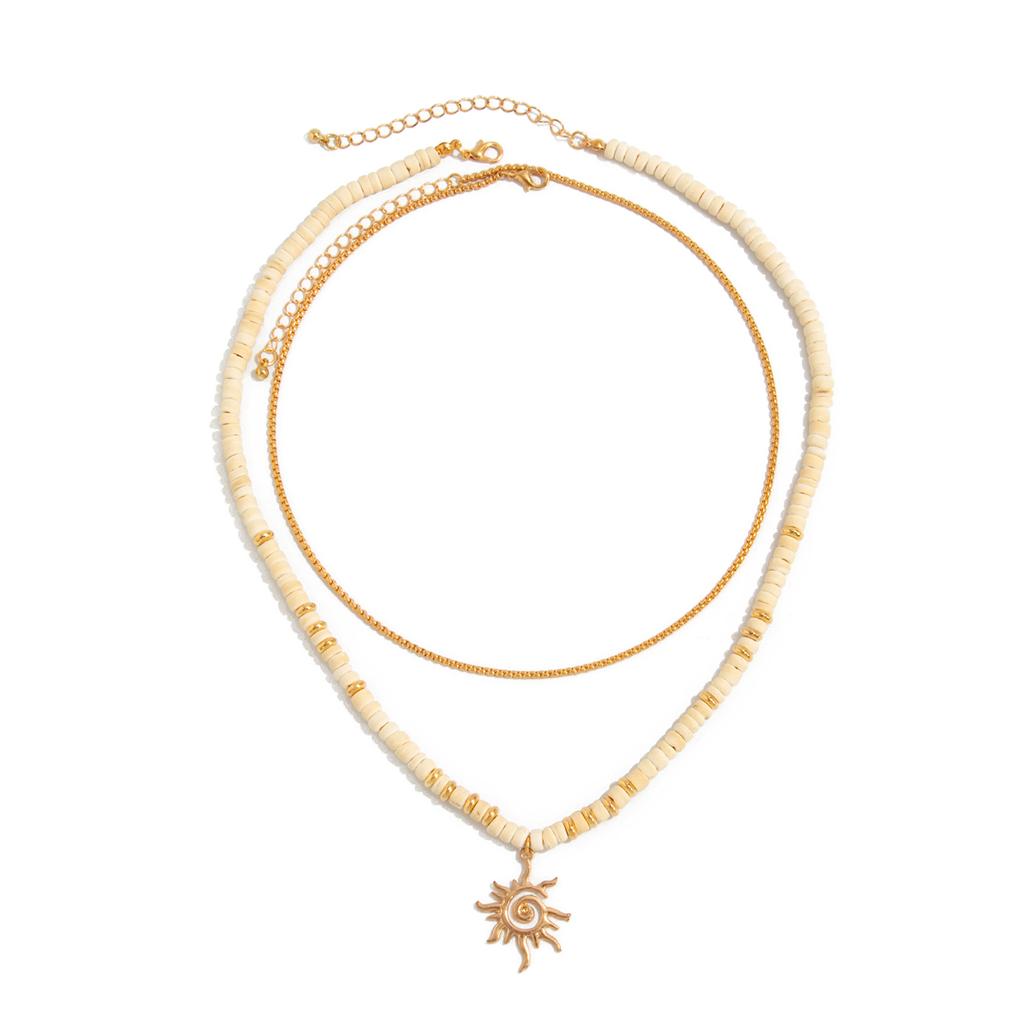 SHIXIN 2Pcs/Set Coconut Husk Wood Beads Chain Choker Necklace for Men Bohemian Sun Conch Starfish Pendant Necklace Male Jewelry