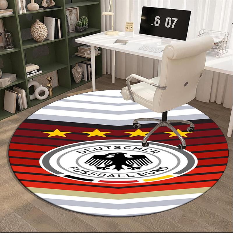 1PC round rug German Football Emblem Printed Round Area Rug ,Rug For Home Office, Round Chair Rug, Decorative Carpet Fan gifts Christmas gift