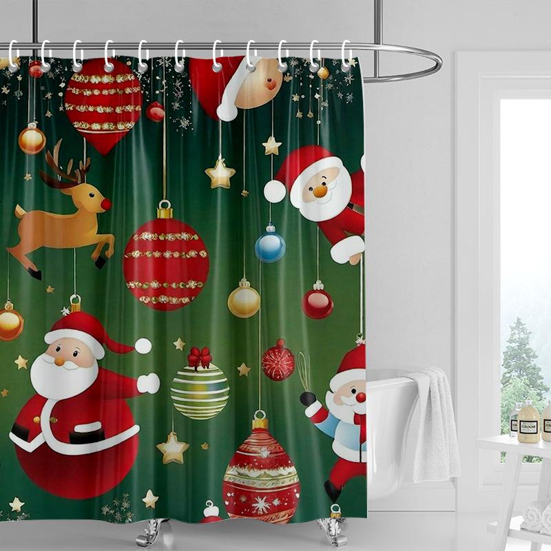 Home Decoration Shower Curtains for Bathroom Waterproof Curtain Fabric Modern Nordic Style Living Room Merry Christmas Winter