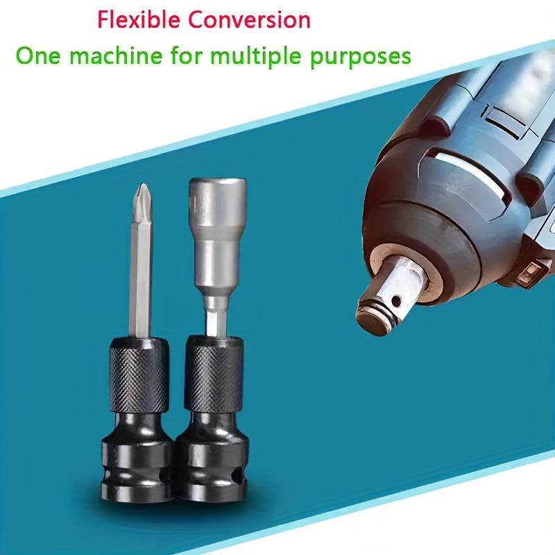 Adjustable Height Telescopic Electric Wrench with Drill Bit Chuck - Durable Chrome Vanadium Steel, Polished Finish, Hex Head, DIY & Home Use Tool