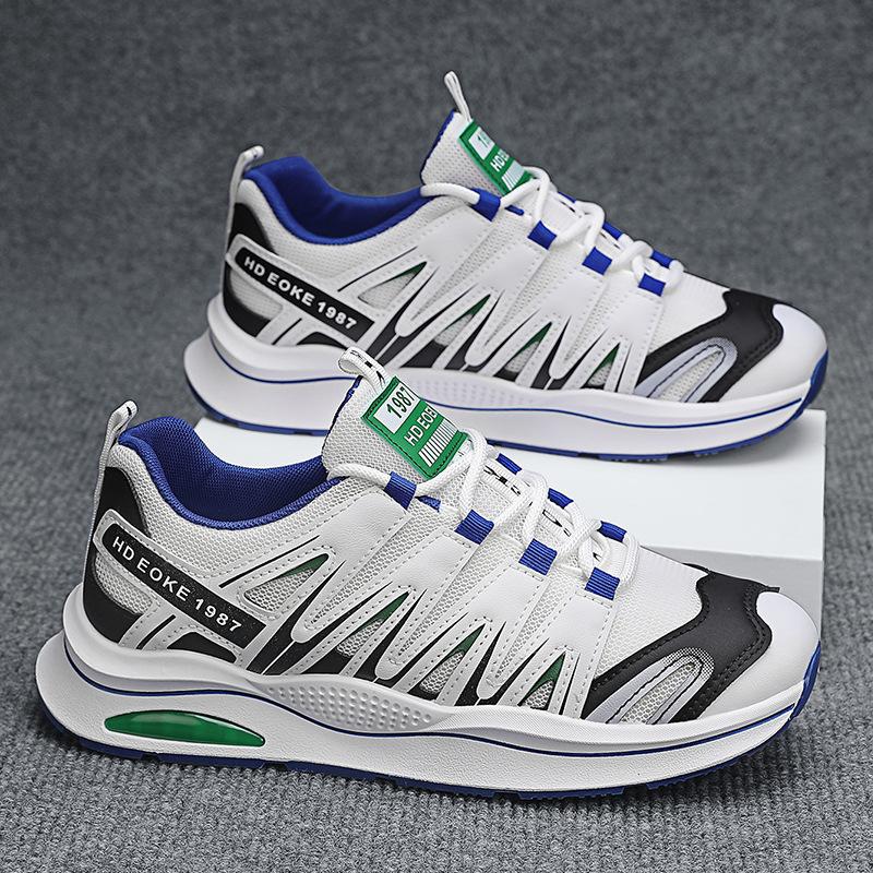 2024 Fashion New Leather Splicing Contrasting Color Low-top Dad Shoes Summer Mesh Breathable Running Sports Men's Shoes