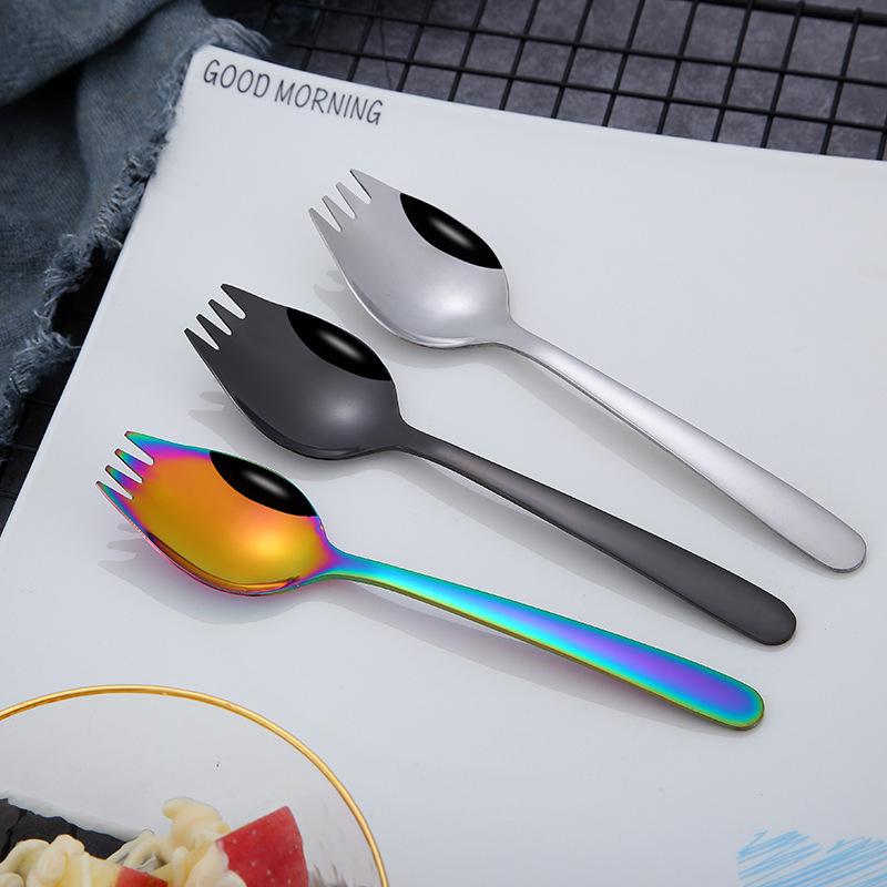 Creative Stainless Steel Dual-Purpose Noodle & Salad Spoon/Fork