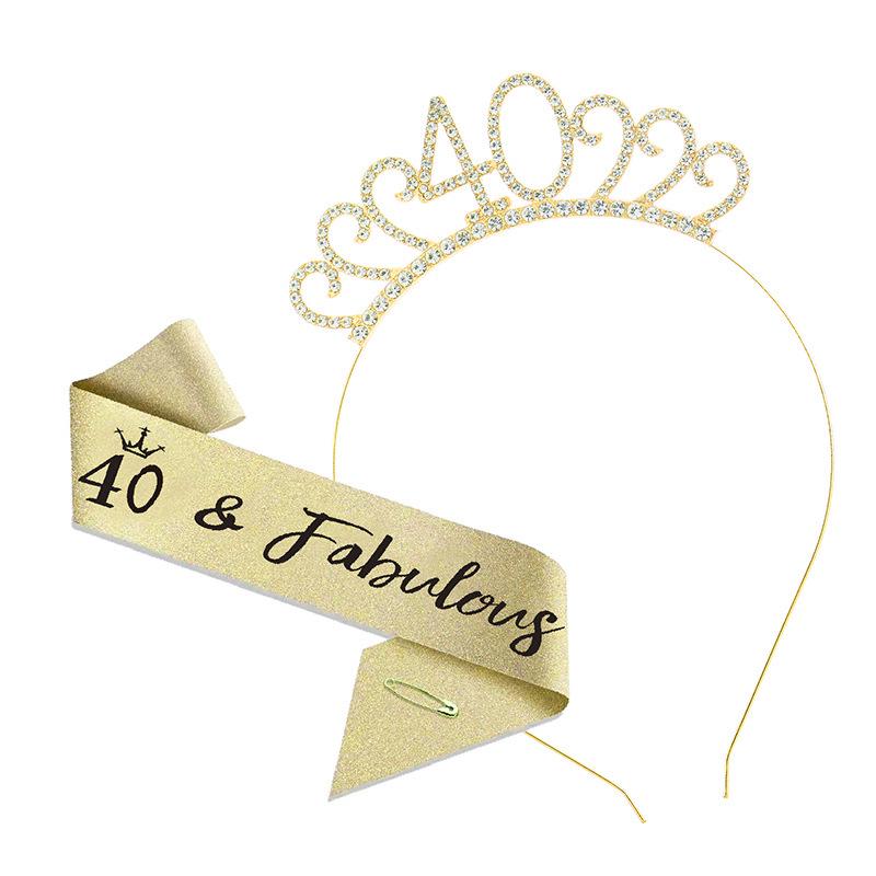 Cross-Border Digital Birthday Crown Set: Headdress, Party Shoulder Strap & Etiquette Belt Photo Prop for Girls