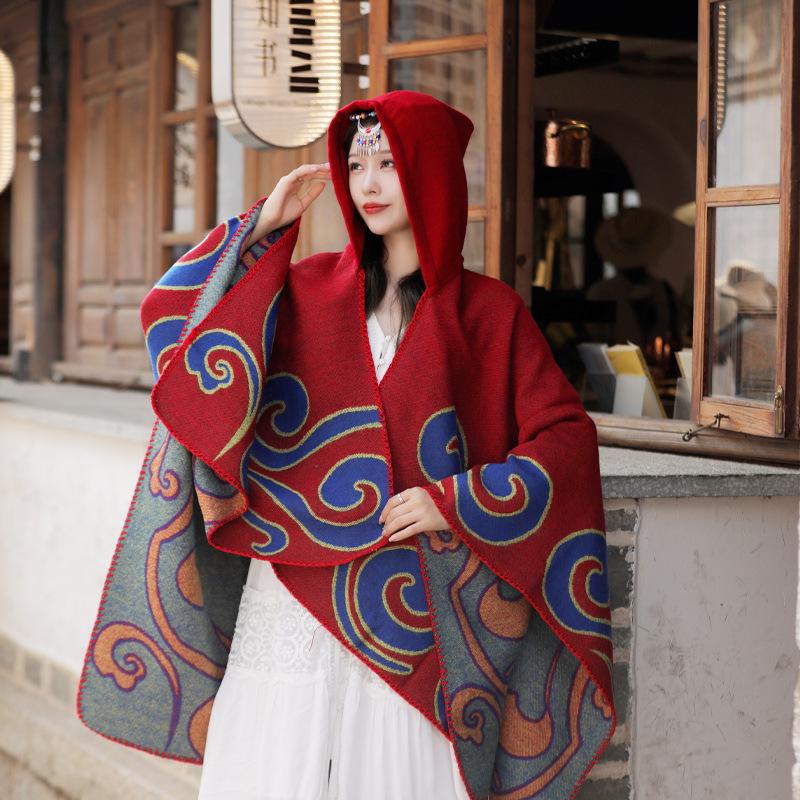 Retro Outer Cape Women'S Summer Uv Protection Fashion Literary Scarf Jacket Leisure Travel Shawl